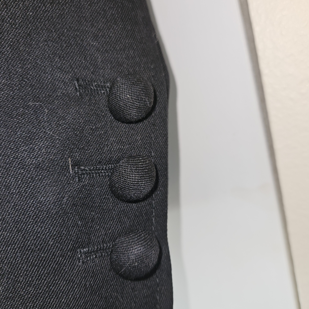 Vintage Albert Nipon 100% Wool Black Asymmetrical Blazer Jacket Braided Collar - Picture 5 of 8